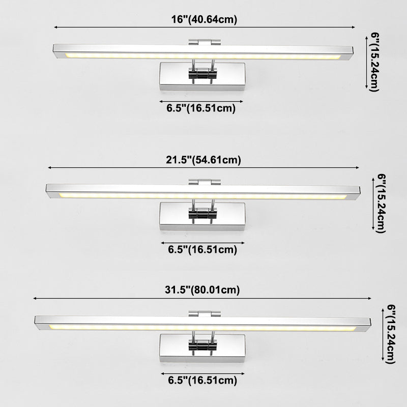 Iluminación de pared de espejo de metal de estilo de pared lineal de luz única en plata en plata