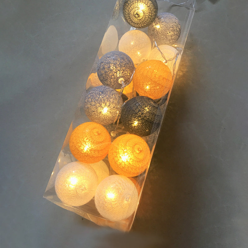 Colorful Globe LED Festive Lights in Modern Artistic Style Cotton Ball Indoor String Lights