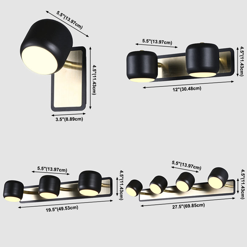 Lámpara de tocador de tambor de estilo nórdico baño metal de baño giratorio de pared de pared de pared