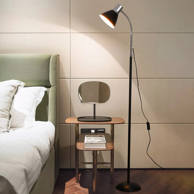 Modern Conical Floor Standing Light 1 Head Living Room Floor Lamp with Flexible Arm