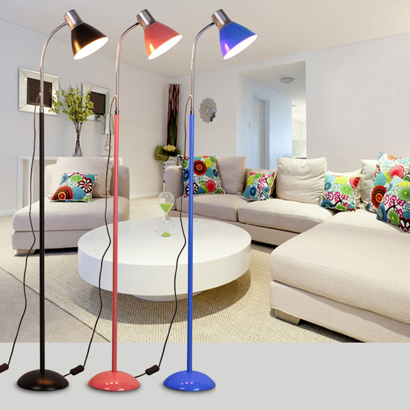 Modern Conical Floor Standing Light 1 Head Living Room Floor Lamp with Flexible Arm