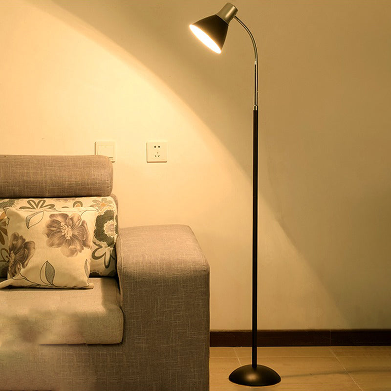 Luz de pie de pie cónico moderno 1 cabezal lámpara de sala de estar con brazo flexible