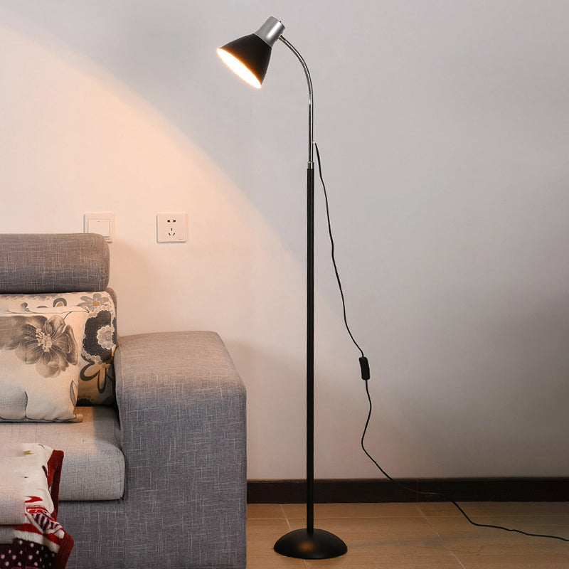 Moderne konische Boden stehende Licht 1 Kopf Wohnzimmerstöbe Lampe mit flexibles Arm