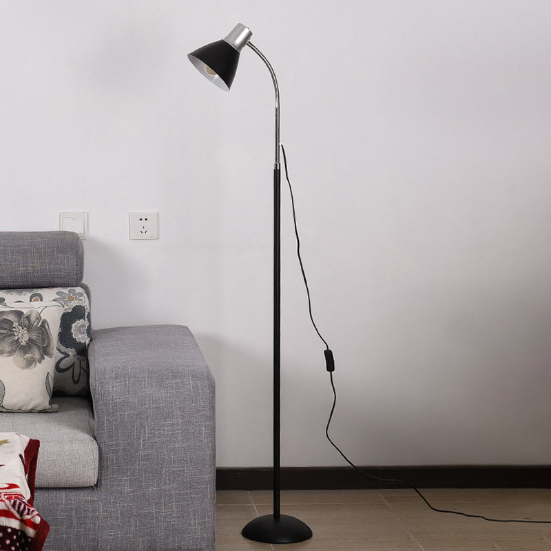 Luz de pie de pie cónico moderno 1 cabezal lámpara de sala de estar con brazo flexible