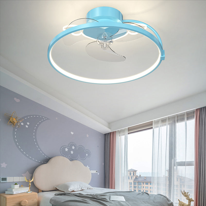 Lampada a ventola a soffitto a forma di cuore a forma di ali di cartone animato Metal Children Camera da letto LED FLUSH LUCE