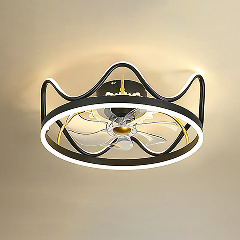 Éclairage de ventilateur de plafond de la couronne élégant lampe à monture de chambre à coucher en acrylique moderne LED à chasse d'eau