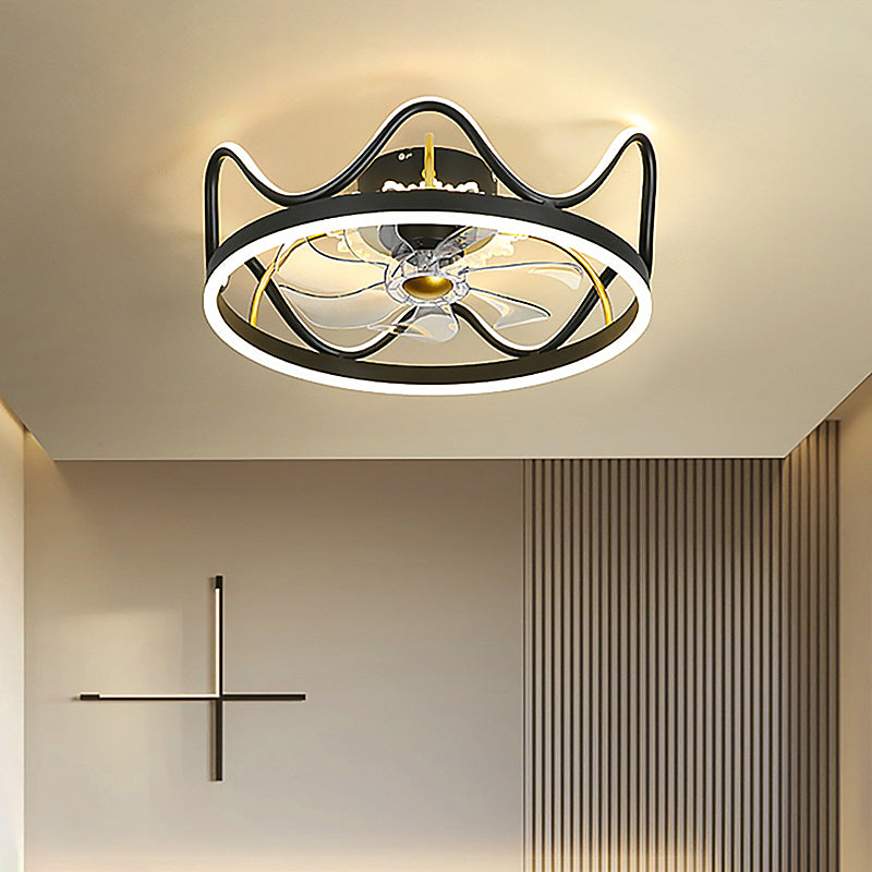 Éclairage de ventilateur de plafond de la couronne élégant lampe à monture de chambre à coucher en acrylique moderne LED à chasse d'eau