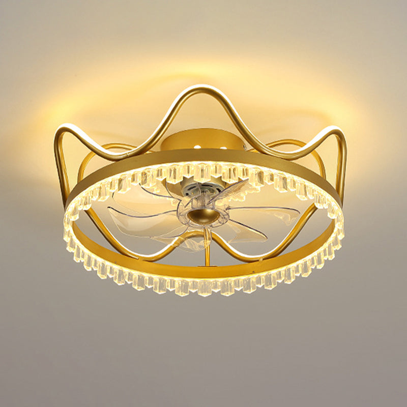 Éclairage de ventilateur de plafond de la couronne élégant lampe à monture de chambre à coucher en acrylique moderne LED à chasse d'eau