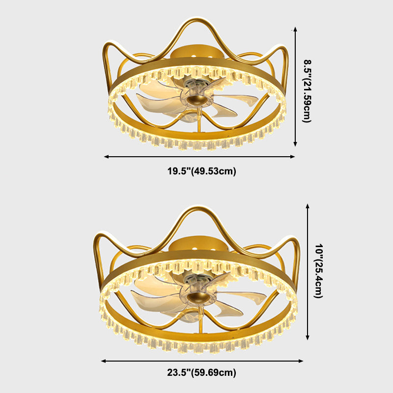 Éclairage de ventilateur de plafond de la couronne élégant lampe à monture de chambre à coucher en acrylique moderne LED à chasse d'eau