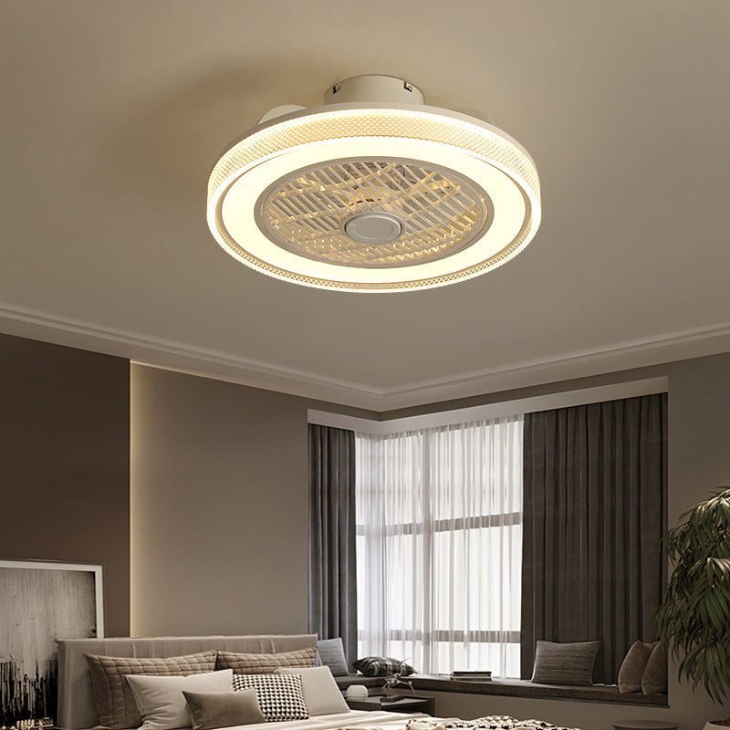 20 "Boîte ronde Plafond lampe à fans minimaliste LED blanc semi-luxueuse LED pour chambre à coucher