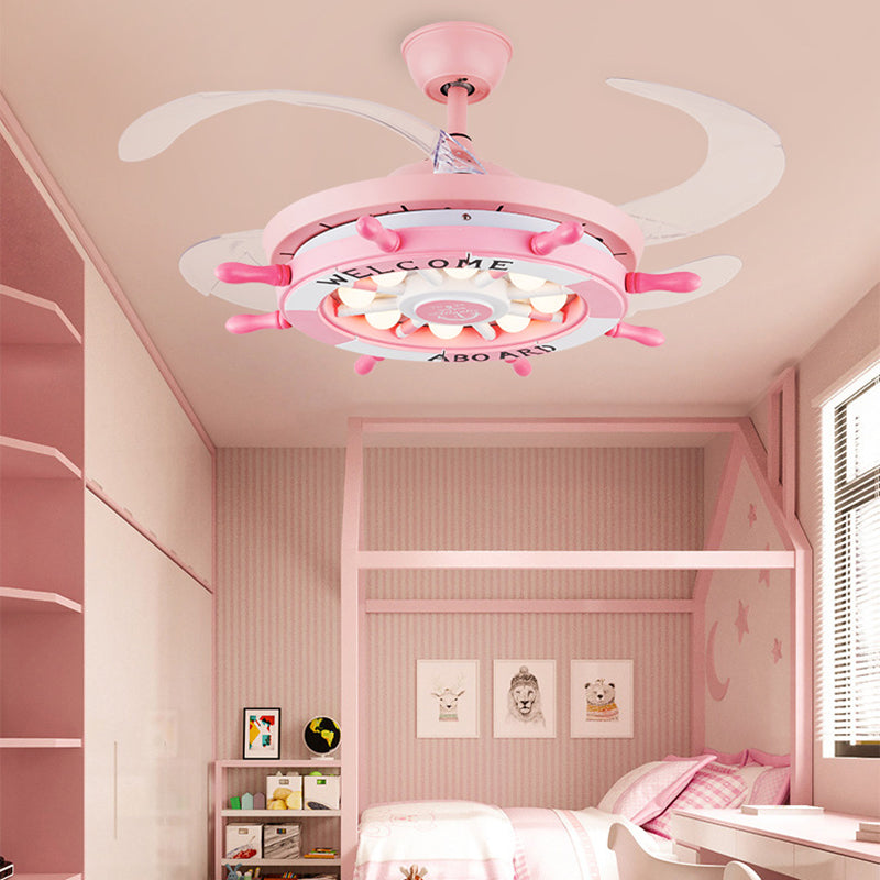 42 "Carton Cartoon Plafond Plafond Lampe à la lampe métallique Child Metallic LED Semi Flush Light