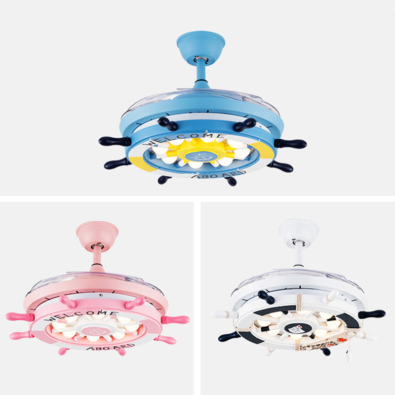 42 "Carton Cartoon Plafond Plafond Lampe à la lampe métallique Child Metallic LED Semi Flush Light