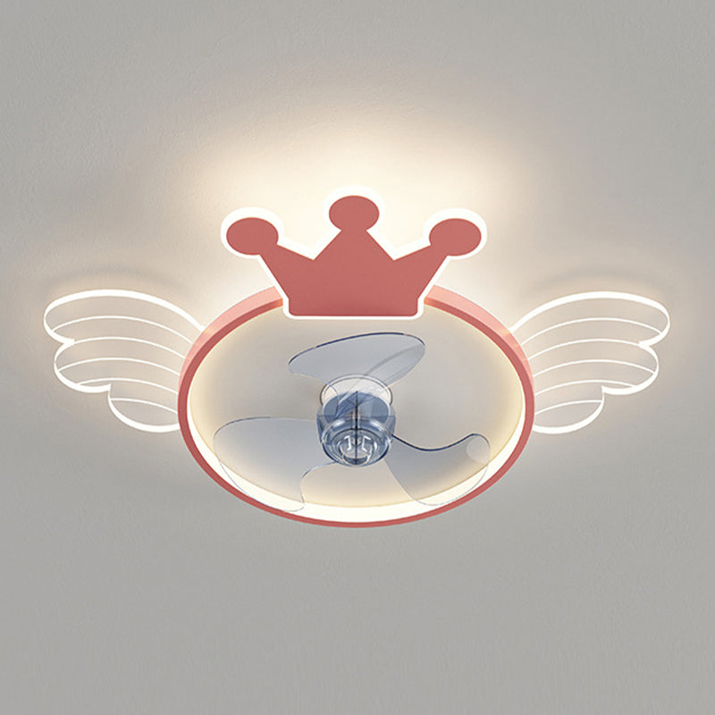 Aile de plafond de ventilateur en acrylique et bande dessinée de la couronne LED Mount semi-flush Light For Baby Room