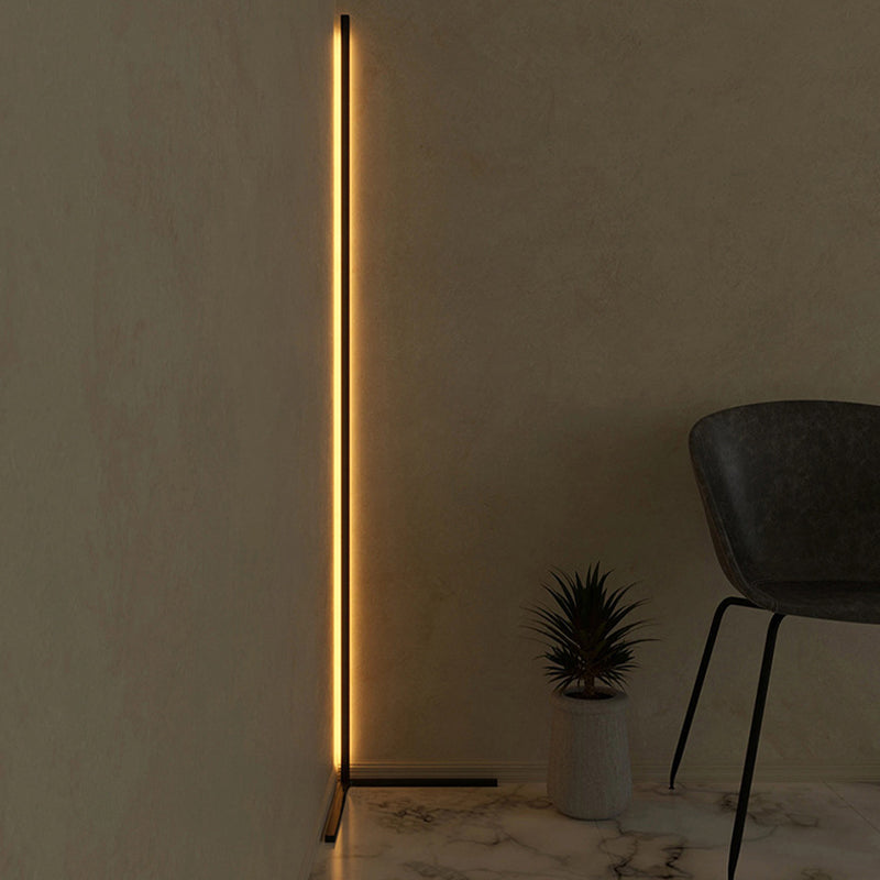 Moderne eenvoud LED -vloerlamp gelakte ijzeren lineaire vloerlampen met acrylschaduw