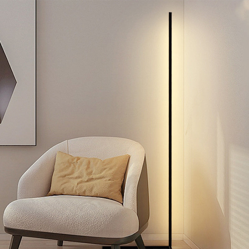 Modern Concise LED Floor Lamp Lacquered Aluminium Linear Floor Lamps with Silicone Shade