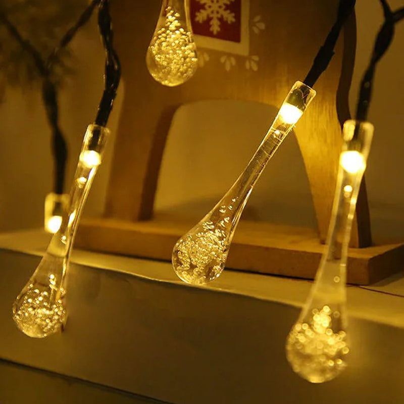 Modern Creative LED String Lights Plastic Teardrop Solar Energy Decorative Lamp for Outdoor