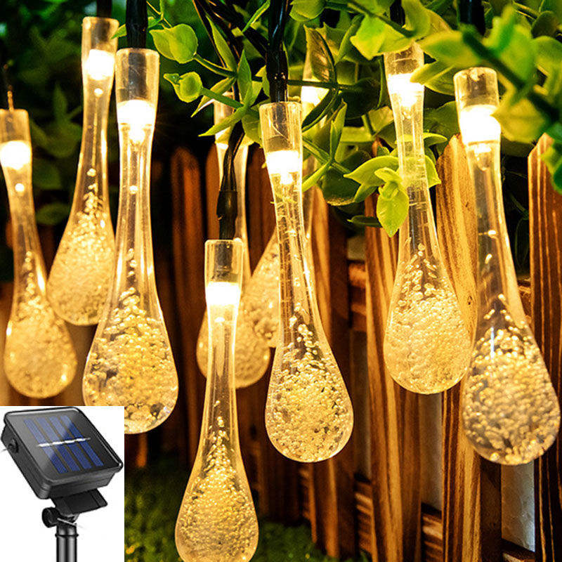 Modern Creative LED String Lights Plastic Teardrop Solar Energy Decorative Lamp for Outdoor