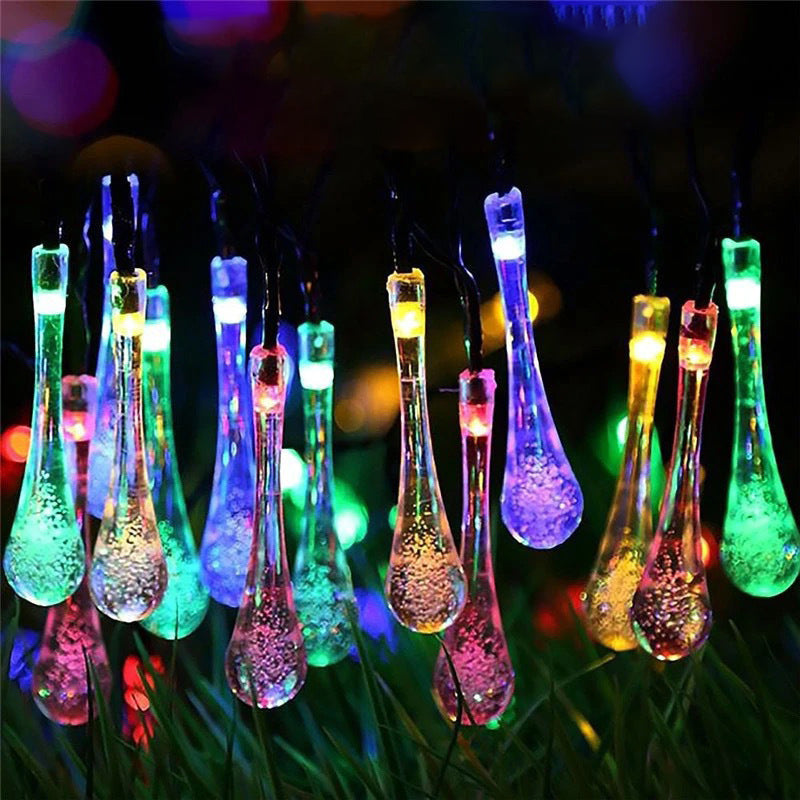 Solar Power LED Decorative Lamp in Modern Creative Style Plastic Teardrop String Lights