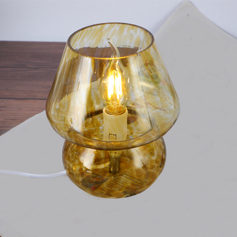 Mushroom Night Table Lamps Modern 1-Light Nightstand Lights with Glass Shade for Living Room