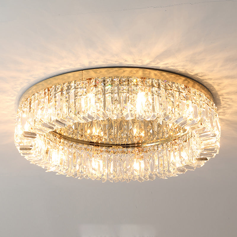 Ring Shaped Crystal Ceiling Light Modern Style Flush Mount Lamp for Living Room