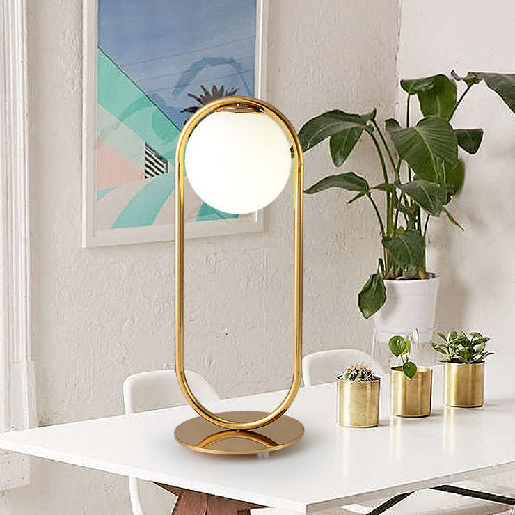 Contemporary Style Ball Shaped Table Lamp Glass 1 Light Night Table Lamps for Bedroom