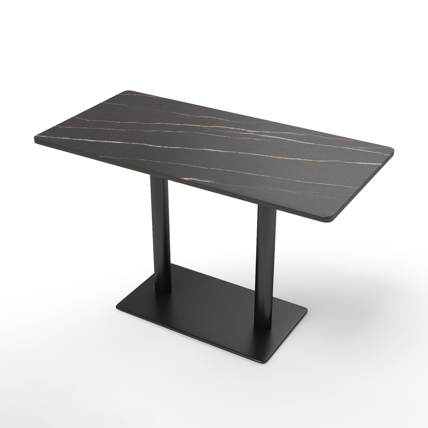 Mesa de comedor de piedra sinterizada moderna mesa de marco negro para comedor para comedor