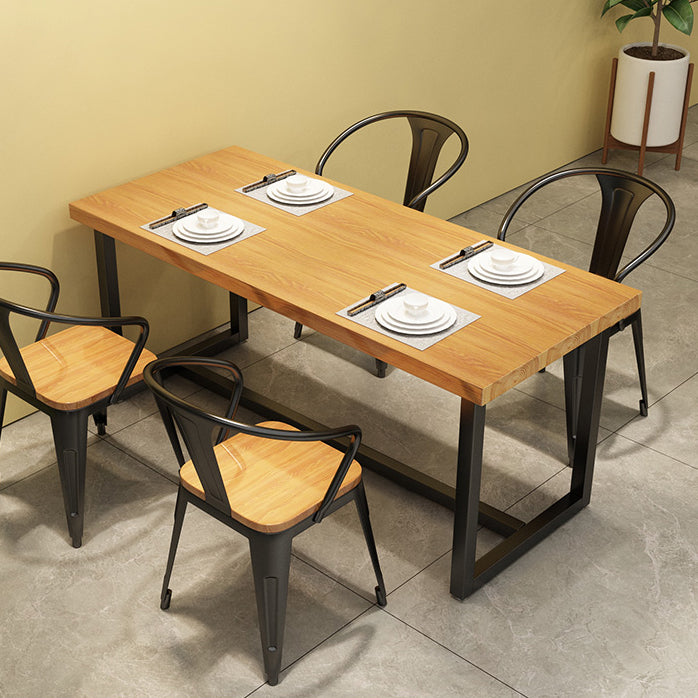 Industrial Brown Dinner Room Table Solid Wood Trestle Table for Dining Room