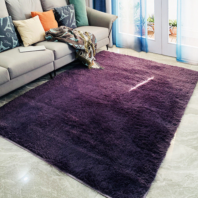 Funky Plain Shag Carpet Polyester Indoor Rug Non-Slip Backing Area Carpet for Living Room