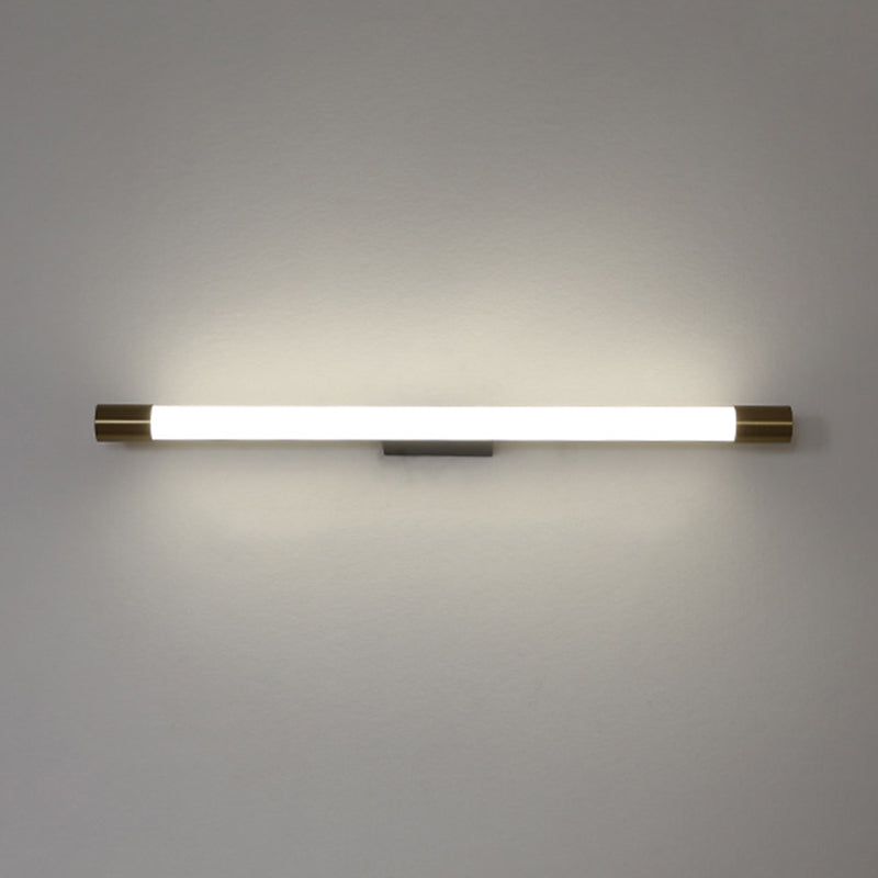 1-Light Linear Shade Wall Sconce Modern Style Metal Mirror Wall Lighting in Gold