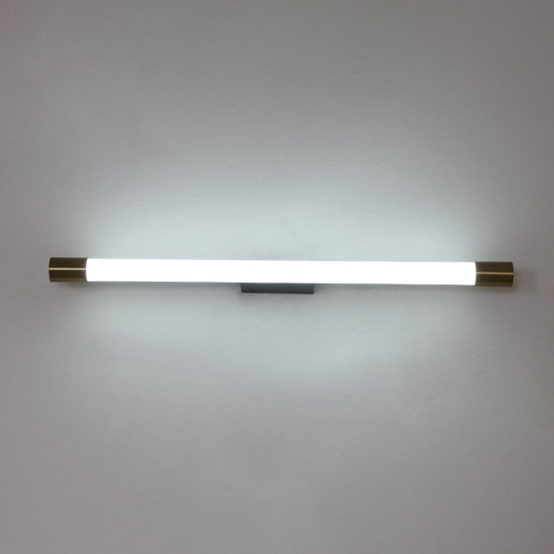 1-Light Linear Shade Wall Sconce Modern Style Metal Mirror Wall Lighting in Gold