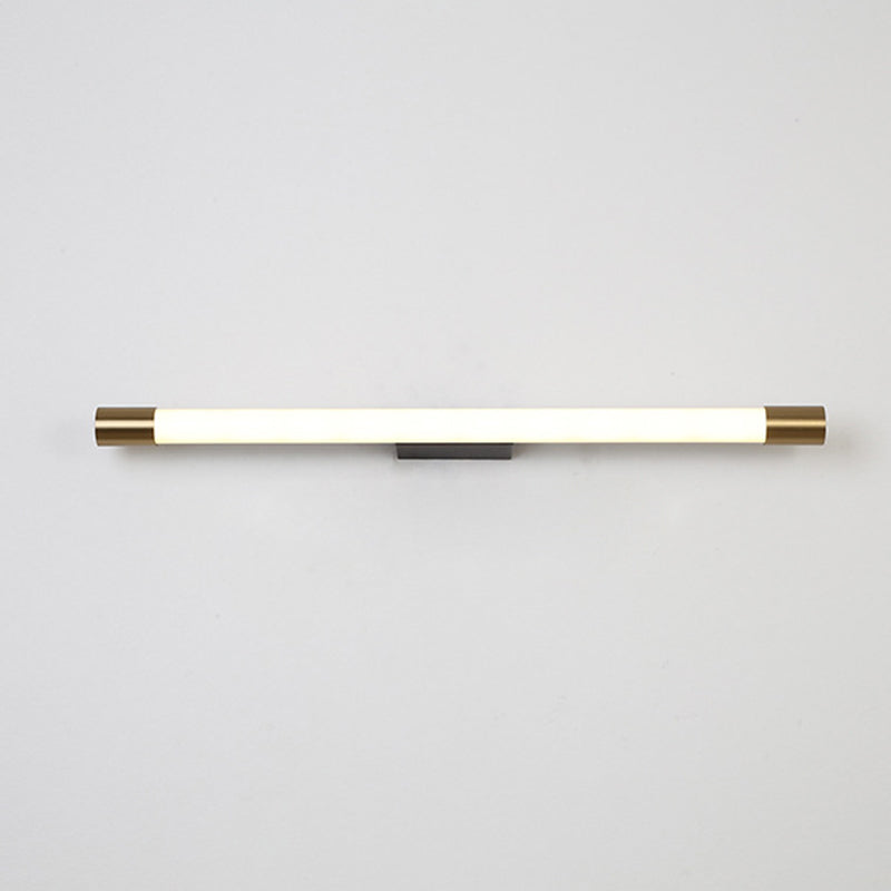 1-Light Linear Shade Wall Sconce Modern Style Metal Mirror Wall Lighting in Gold