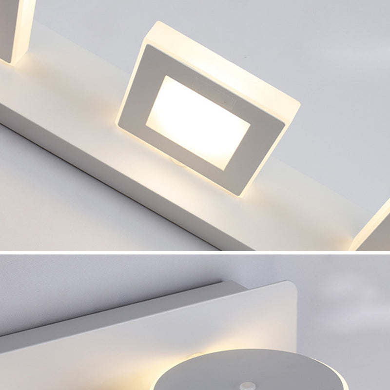 Multi-Lights Geometric Shade Wall Sconce Modern Style Metal Mirror Wall Lighting in White