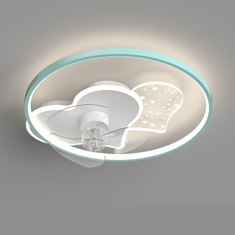 Trendy Minimalist Circular Ceiling Fan Light Acrylic Kids Bedroom LED Semi Flush Light