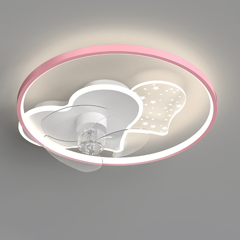 Trendy Minimalist Circular Ceiling Fan Light Acrylic Kids Bedroom LED Semi Flush Light