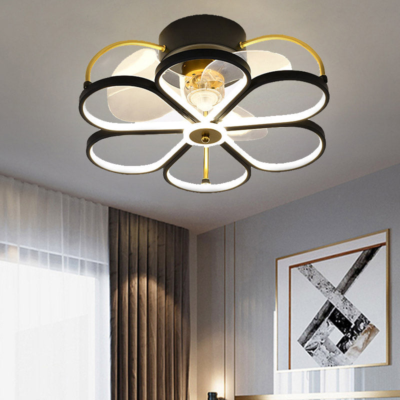 Cartoon LED Flush Mount Fans Lampe Geométrique Semi Flush Plafond Lightture avec ombre en métal