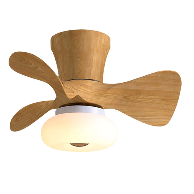 Kids Bedroom Semi Flush Light Floral LED Ceiling Fan Lamp with Acrylic Shade