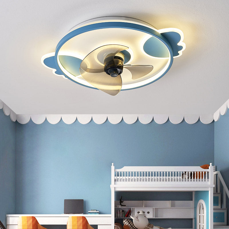 Dessin animé Ventilateur de plafond circulaire lumière acrylique enfants chambre à lad la LED de plafond de plafond