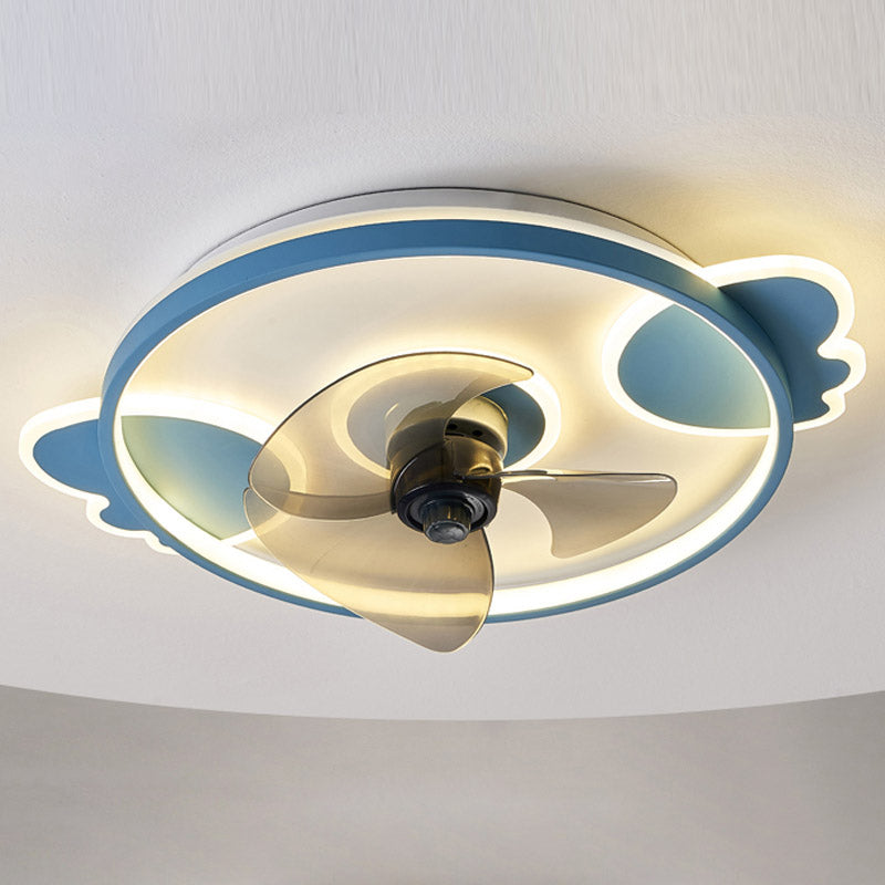 Dessin animé Ventilateur de plafond circulaire lumière acrylique enfants chambre à lad la LED de plafond de plafond