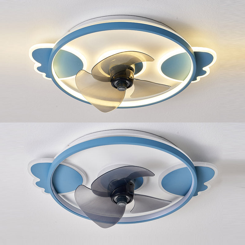 Dessin animé Ventilateur de plafond circulaire lumière acrylique enfants chambre à lad la LED de plafond de plafond