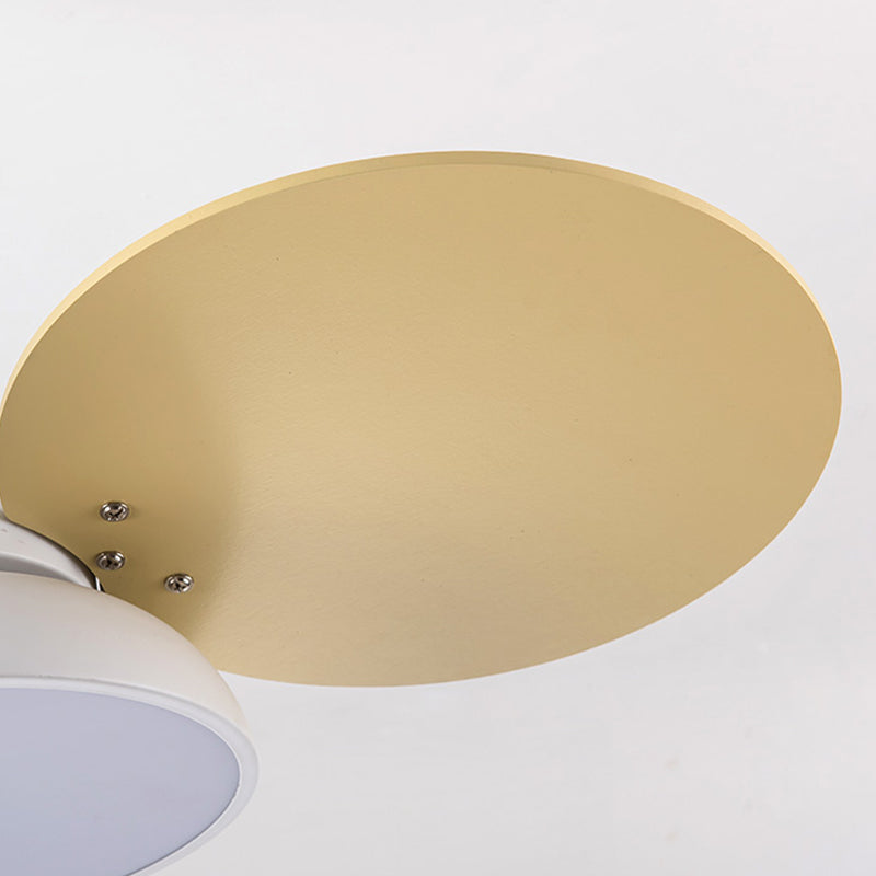 Round Kindergarten Hanging Fan Lighting Metal Macaron Style LED Semi-Flush Mount Ceiling Light