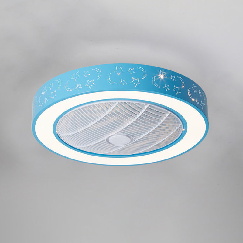 Macaron Ventilateur de plafond creux Light Metal Bedroom LED Semi Flush Mount Éclairage