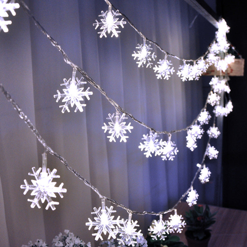 Battery Powered Snowflake LED String Light Decorative Plastic Festive Light for Indoor