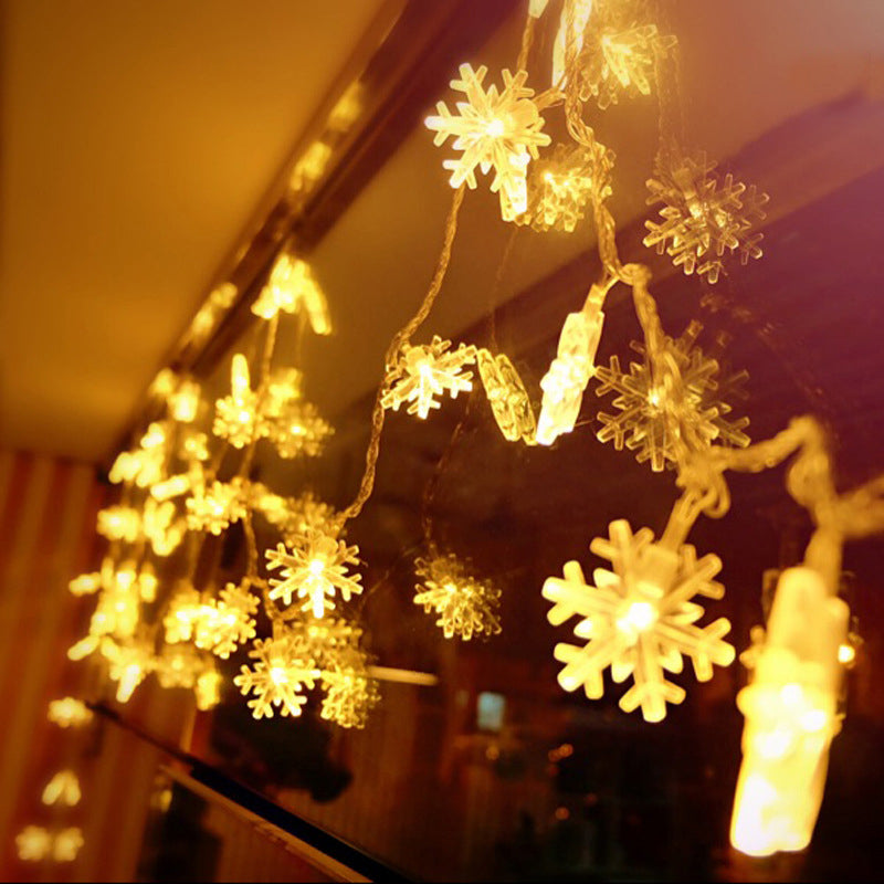 Battery Powered Snowflake LED String Light Decorative Plastic Festive Light for Indoor