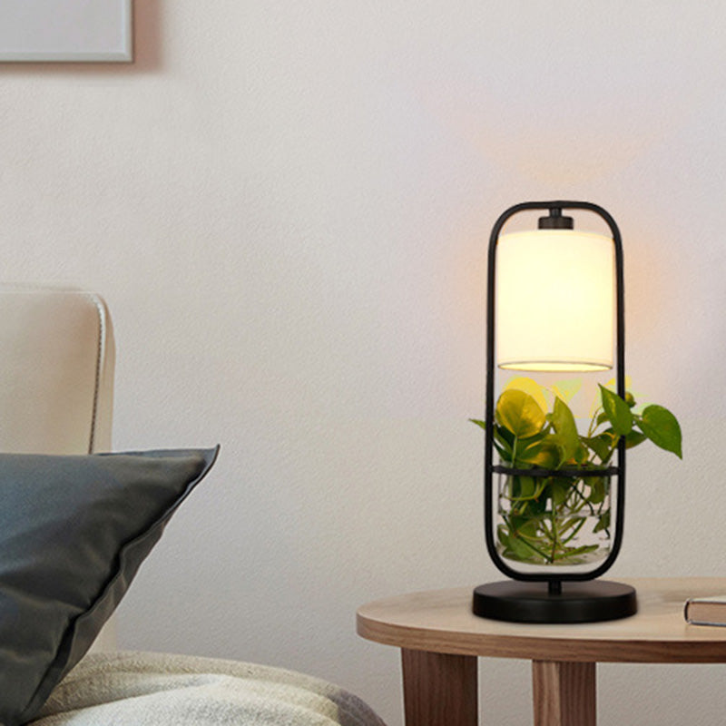 Cylinder Living Room Night Table Light Industrial Metal LED Black Nightstand Lighting