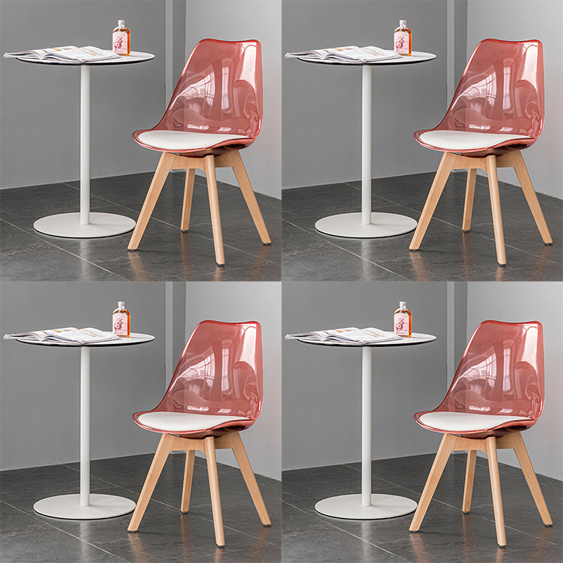 Scandinavian Style Leather Dining Chairs Solid Back Chairs with Wooden Legs