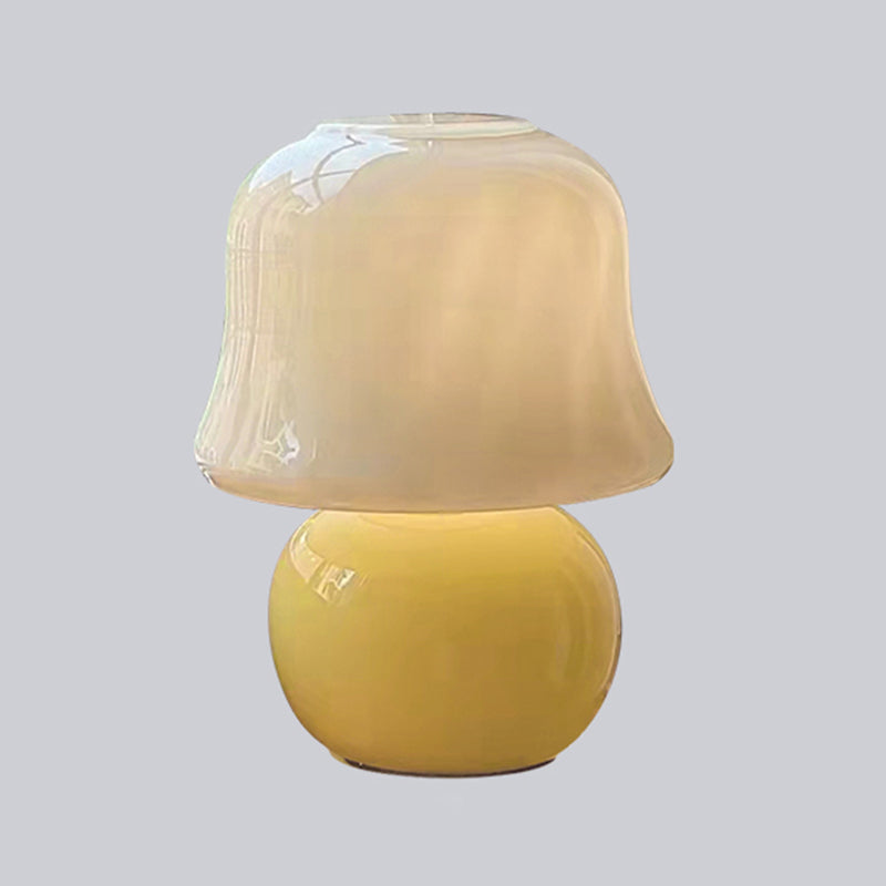 Modern Simple Table Lamp 1 Head Yellow Glass Mushroom Desk Lamp for Bedroom Living Room