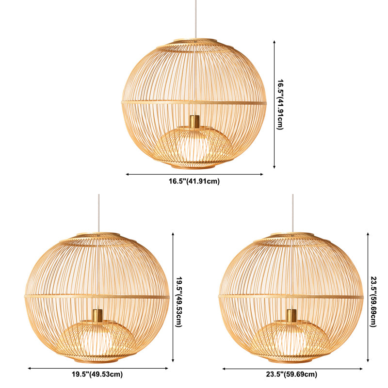 Moderne einfache Bambushänge -Lampballform 1 Leichtes Bambus -Anhänger Licht für Wohnzimmer