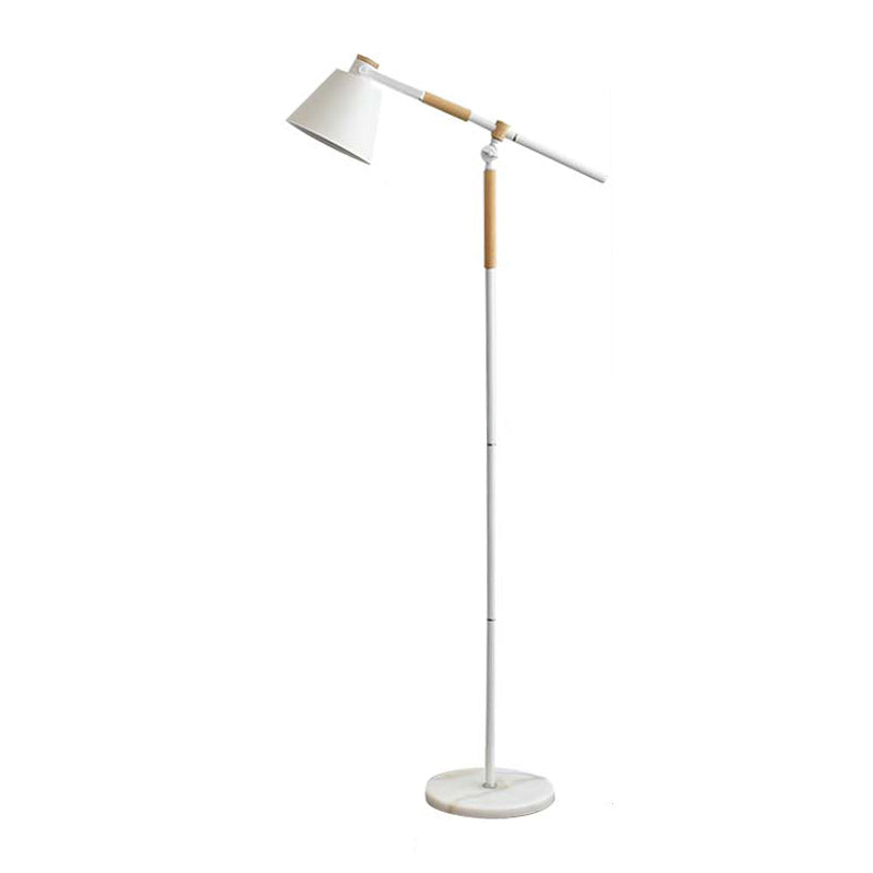 Conical Study Room Task Floor Light Metallic 1 Bulb Nordic Floor Lamp with Balance Arm