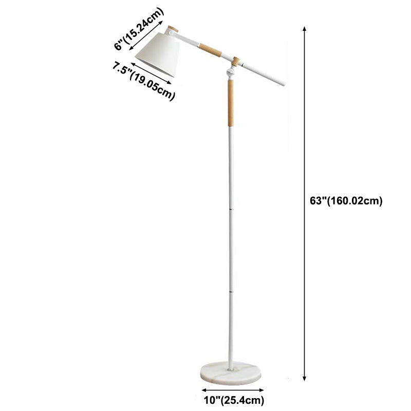 Tarea de estudio de estudio cónico Luz de piso metálico 1 bulbo lámpara nórdica con brazo de equilibrio