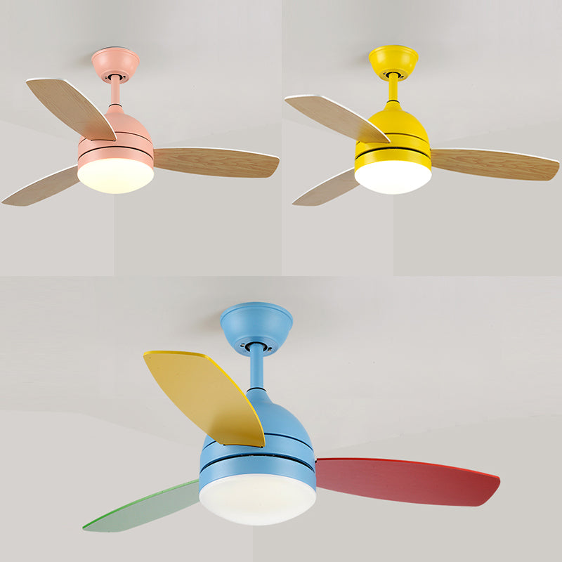 Dome Kindergarten Ceiling Fan Lamp Acrylic Macaron LED Semi Flush Mount Ceiling Light